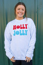 Holly Jolly Happy Face Puff Vinyl Ecosmart Crewneck Sweatshirt - Wholesale Accessory Market