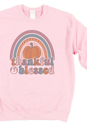 Rainbow Thankful & Blessed Pumpkin Ecosmart Crewneck Sweatshirt - Wholesale Accessory Market