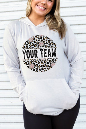 Leopard Baseball Circle Your Team Adult Soft-Tek Blend Long Sleeve Hoodie - Wholesale Accessory Market
