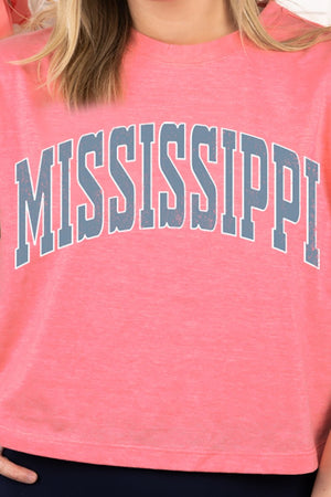 Athletic Varsity Mississippi Women's Soft-Tek Blend Crop T-Shirt - Wholesale Accessory Market