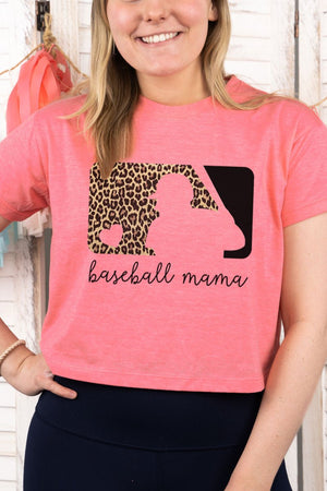 Cheetah Baseball Mama Women's Soft-Tek Blend Crop T-Shirt - Wholesale Accessory Market