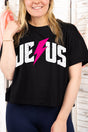 Strike Distressed Jesus Women's Soft-Tek Blend Crop T-Shirt - Wholesale Accessory Market