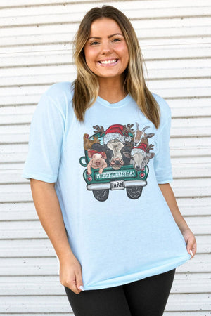Farm Animals Merry Christmas Adult Soft-Tek Blend T-Shirt - Wholesale Accessory Market