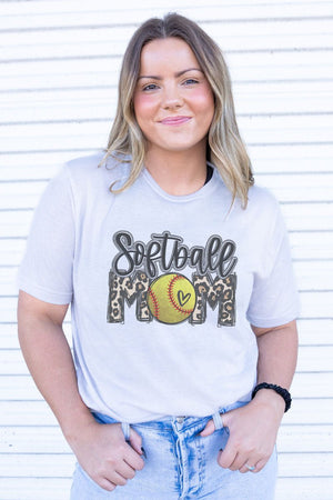 Leopard Softball Mom Adult Soft-Tek Blend T-Shirt - Wholesale Accessory Market