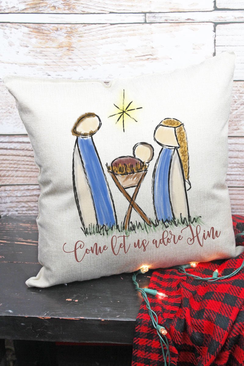 Come Let Us Adore Nativity Decorative Pillow Cover Wholesale