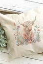 Floral Highland Cow Decorative Pillow Cover - Wholesale Accessory Market