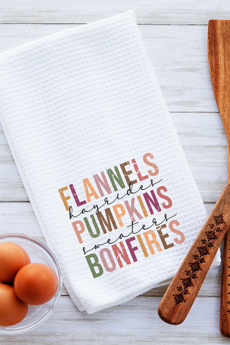 Colorblock Fall Things Waffle Kitchen Towel - Wholesale Accessory Market