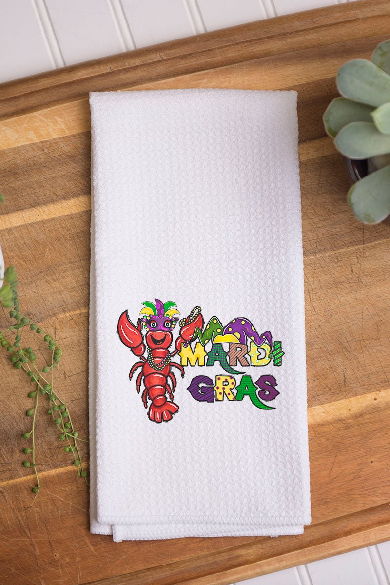 Colorful Crawfish Mardi Gras Waffle Kitchen Towel - Wholesale Accessory Market