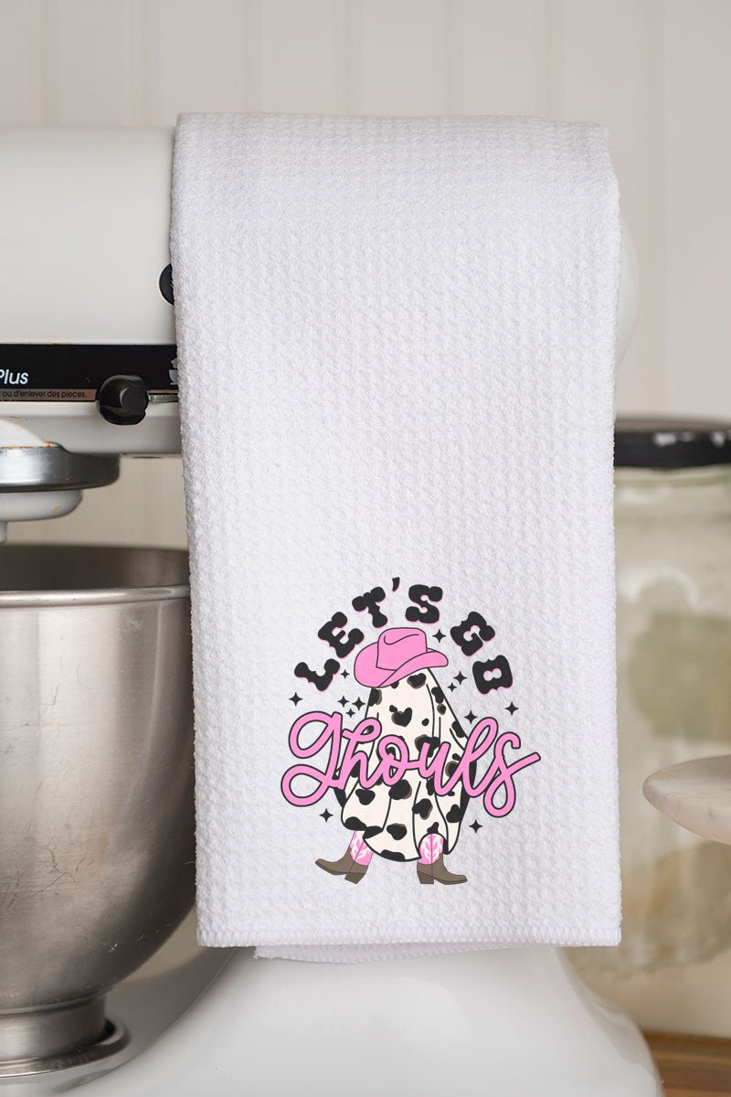 Cow Print Let's Go Ghouls Waffle Kitchen Towel - Wholesale Accessory Market