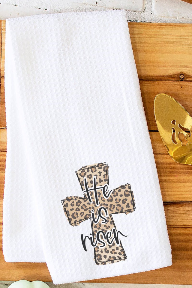 Cross Leopard He Is Risen Waffle Kitchen Towel - Wholesale Accessory Market