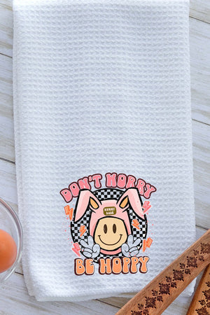 Don't Worry Be Hoppy Easter Waffle Kitchen Towel - Wholesale Accessory Market
