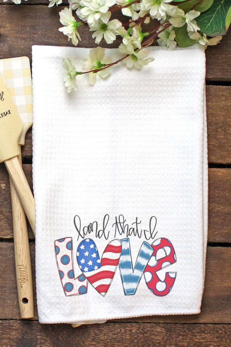 Doodle Land That I Love Waffle Kitchen Towel - Wholesale Accessory Market