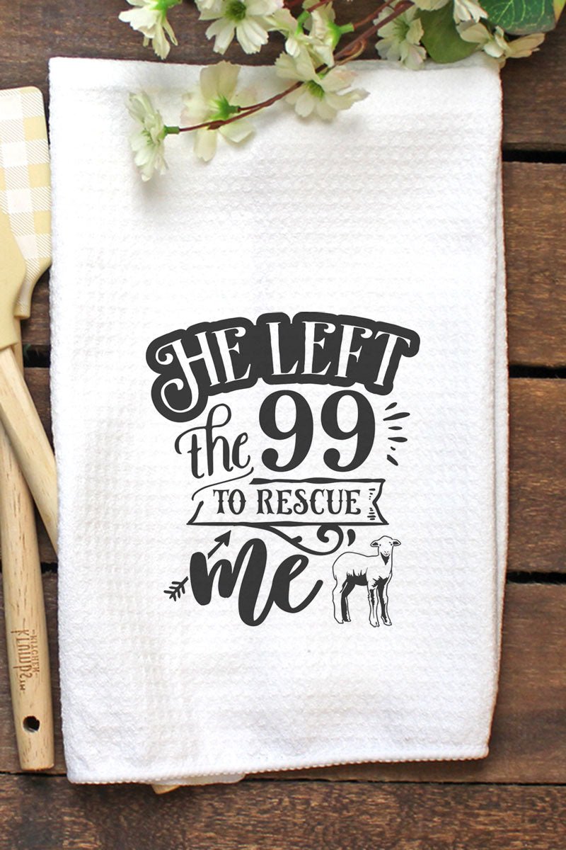 He Left The 99 Waffle Kitchen Towel - Wholesale Accessory Market