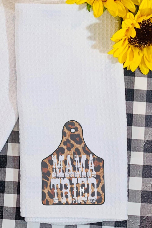 Mama Tried Cow Tag Waffle Kitchen Towel - Wholesale Accessory Market