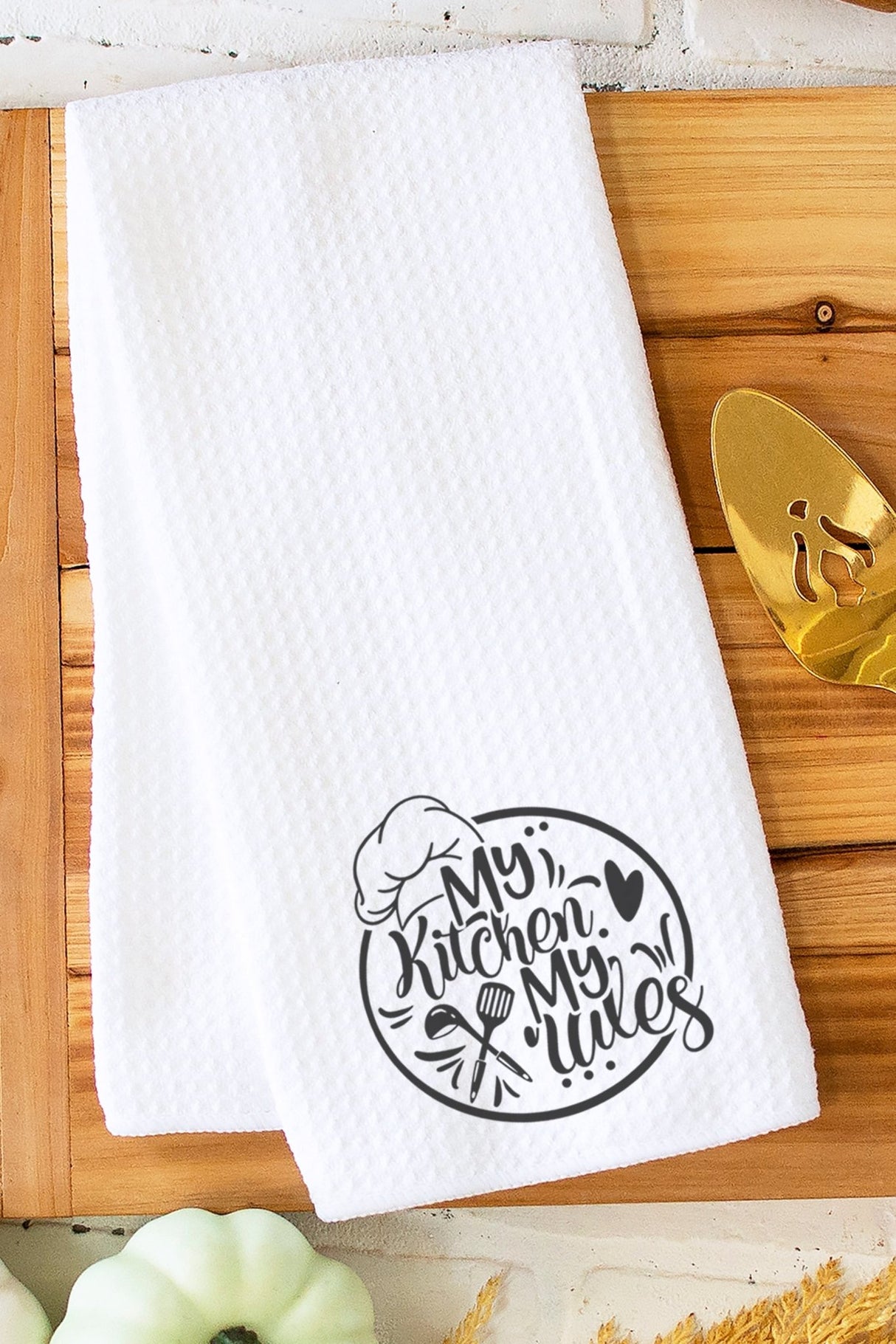 My Kitchen My Rules Waffle Kitchen Towel - Wholesale Accessory Market