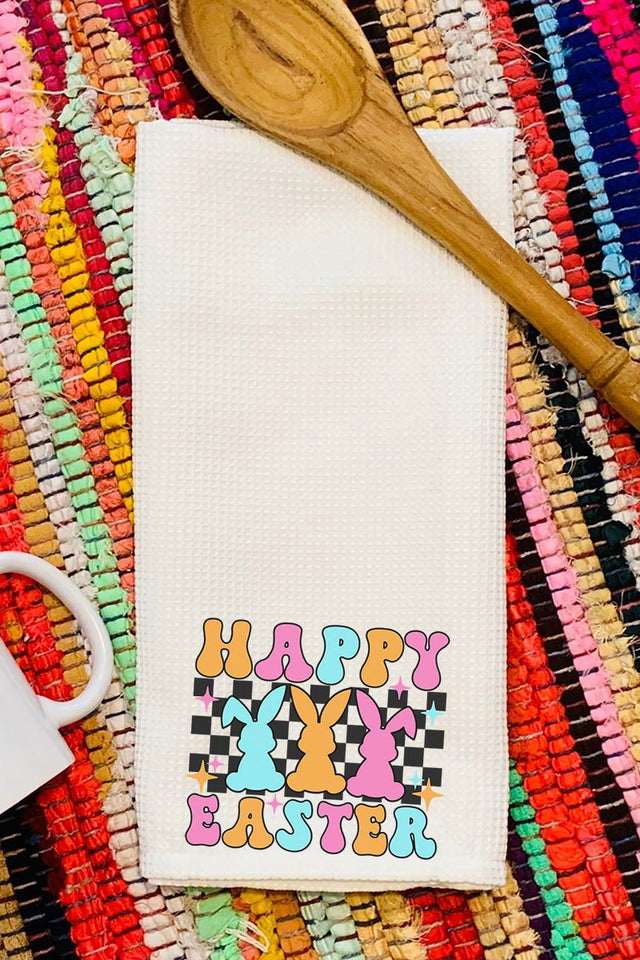 Retro Bunnies Happy Easter Waffle Kitchen Towel - Wholesale Accessory Market