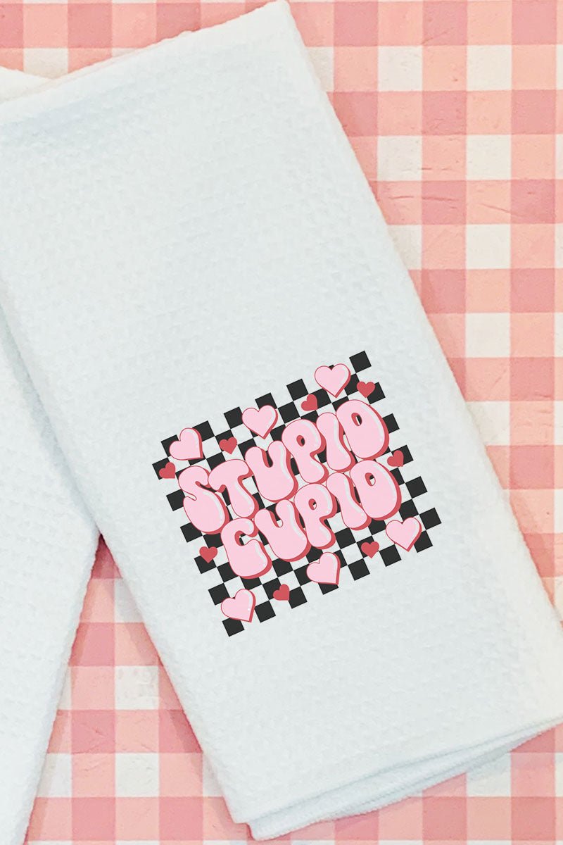 Stupid Cupid Waffle Kitchen Towel - Wholesale Accessory Market