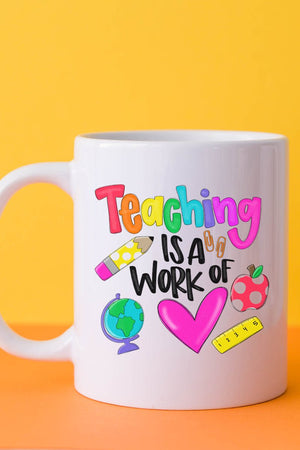 Doodle Teaching Is A Work Of Heart White Mug - Wholesale Accessory Market