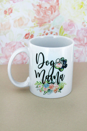 Floral Dog Mom White Mug - Wholesale Accessory Market