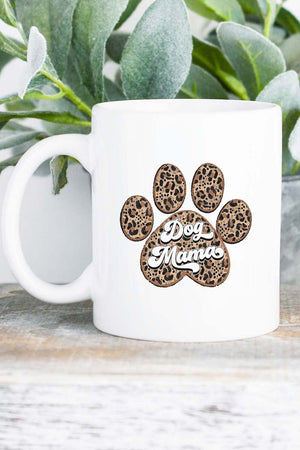 Leopard Paw Dog Mama White Mug - Wholesale Accessory Market