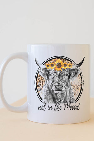 Not In The Moood Sunflower Cow White Mug - Wholesale Accessory Market