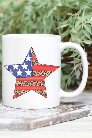 Patriotic Leopard Star White Mug - Wholesale Accessory Market