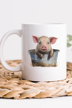 Piggy Water Bucket White Mug - Wholesale Accessory Market