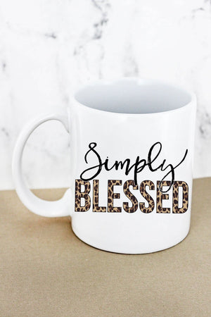 Simply Blessed Leopard White Mug - Wholesale Accessory Market