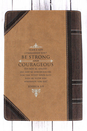 Joshua 1:9 'Be Strong and Courageous' LuxLeather Flexcover Zippered Journal - Wholesale Accessory Market
