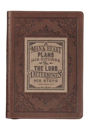 Proverbs 16:9 'A Man's Heart' LuxLeather Flexcover Zippered Journal - Wholesale Accessory Market