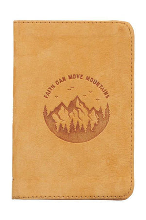 Faith Can Move Mountains Pocket-Sized Full-Grain Leather Journal - Wholesale Accessory Market