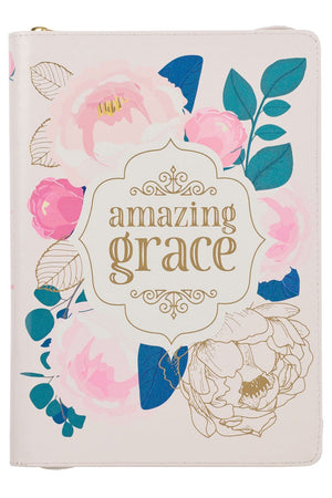 Amazing Grace Floral LuxLeather Zippered Journal - Wholesale Accessory Market