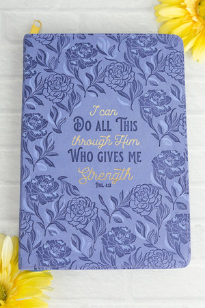 Through Him Purple Floral LuxLeather Zippered Journal - Wholesale Accessory Market