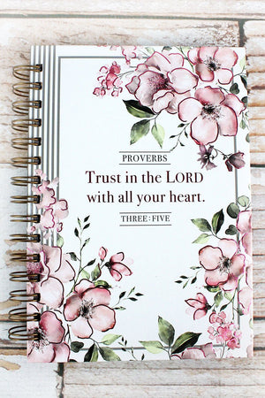 Proverbs 3:5 'Trust In The Lord' Floral Hardcover Wirebound Journal - Wholesale Accessory Market