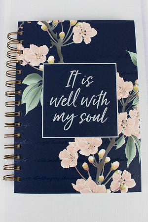 It Is Well With My Soul Floral Large Wirebound Journal - Wholesale Accessory Market