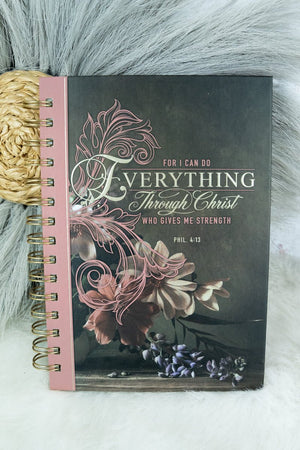 Through Christ Fluted Iris Pink and Brown Large Wirebound Journal - Wholesale Accessory Market