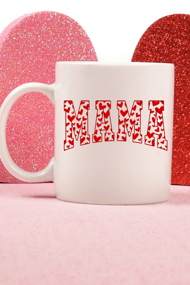 All The Hearts Mama Red White Mug - Wholesale Accessory Market
