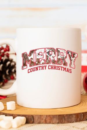 Cow Merry Country Christmas White Mug - Wholesale Accessory Market