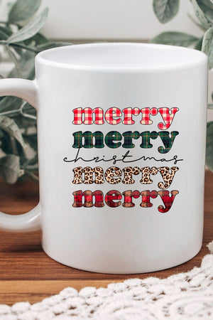 Stacked Merry Christmas White Mug - Wholesale Accessory Market