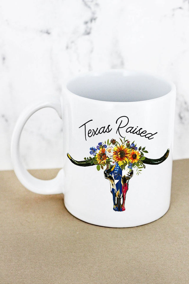 SALE! Texas Raised Steer White Mug - Wholesale Accessory Market