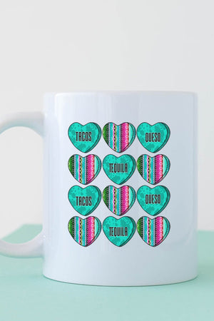 SALE! Turquoise Valentine Hearts White Mug - Wholesale Accessory Market