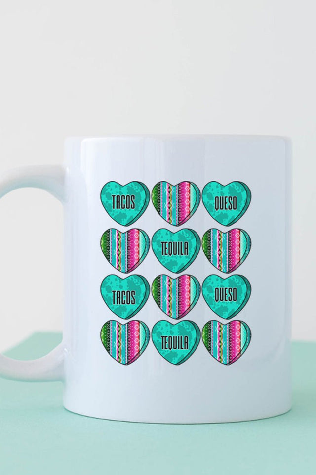 SALE! Turquoise Valentine Hearts White Mug - Wholesale Accessory Market