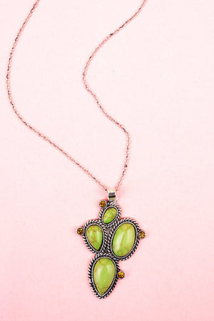 Odette Green and Yellow Silvertone Necklace - Wholesale Accessory Market