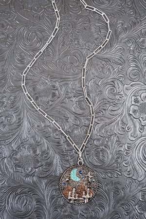 Sadona Night Sky Turquoise Silvertone Necklace - Wholesale Accessory Market