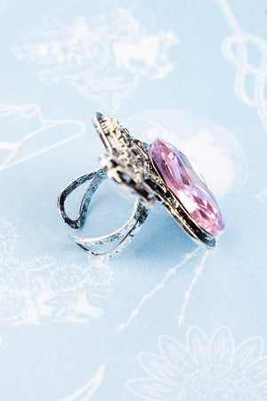 Pink Floral Donkey Silvertone Ring - Wholesale Accessory Market