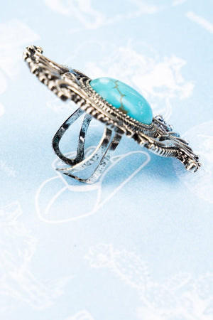 Mayfield Turquoise Silvertone Ring - Wholesale Accessory Market