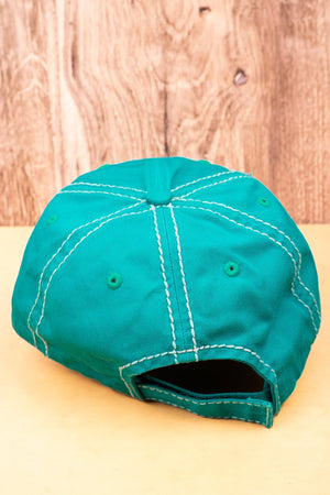Distressed Turquoise 'Deeply Blessed & Highly Favored' Cap - Wholesale Accessory Market