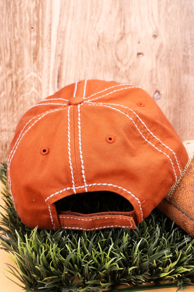 Distressed Burnt Orange 'Football Love' Cap - Wholesale Accessory Market