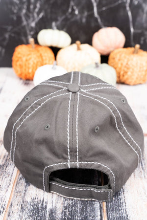 Distressed Steel Gray Halloween 'Boo' Cap - Wholesale Accessory Market