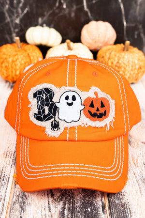 Distressed Orange Halloween 'Boo' Cap - Wholesale Accessory Market